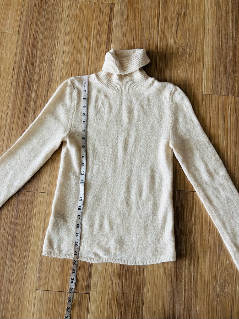 Mango Turtleneck Sweater Cream Wool Blend Womens XS Preppy Minimalist Classic - Picture 6 of 10